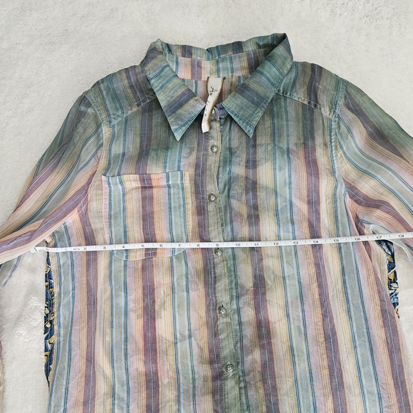 NEW Aratta Multicolor Shirt Size S Stripes Bohemian Leightweight Whimsigoth - Picture 9 of 14